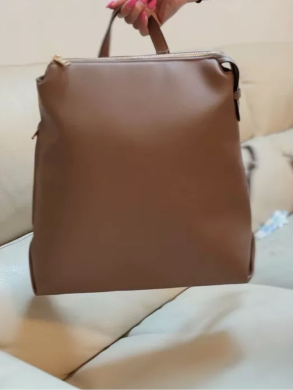 A New Day Brown Leather Backpack